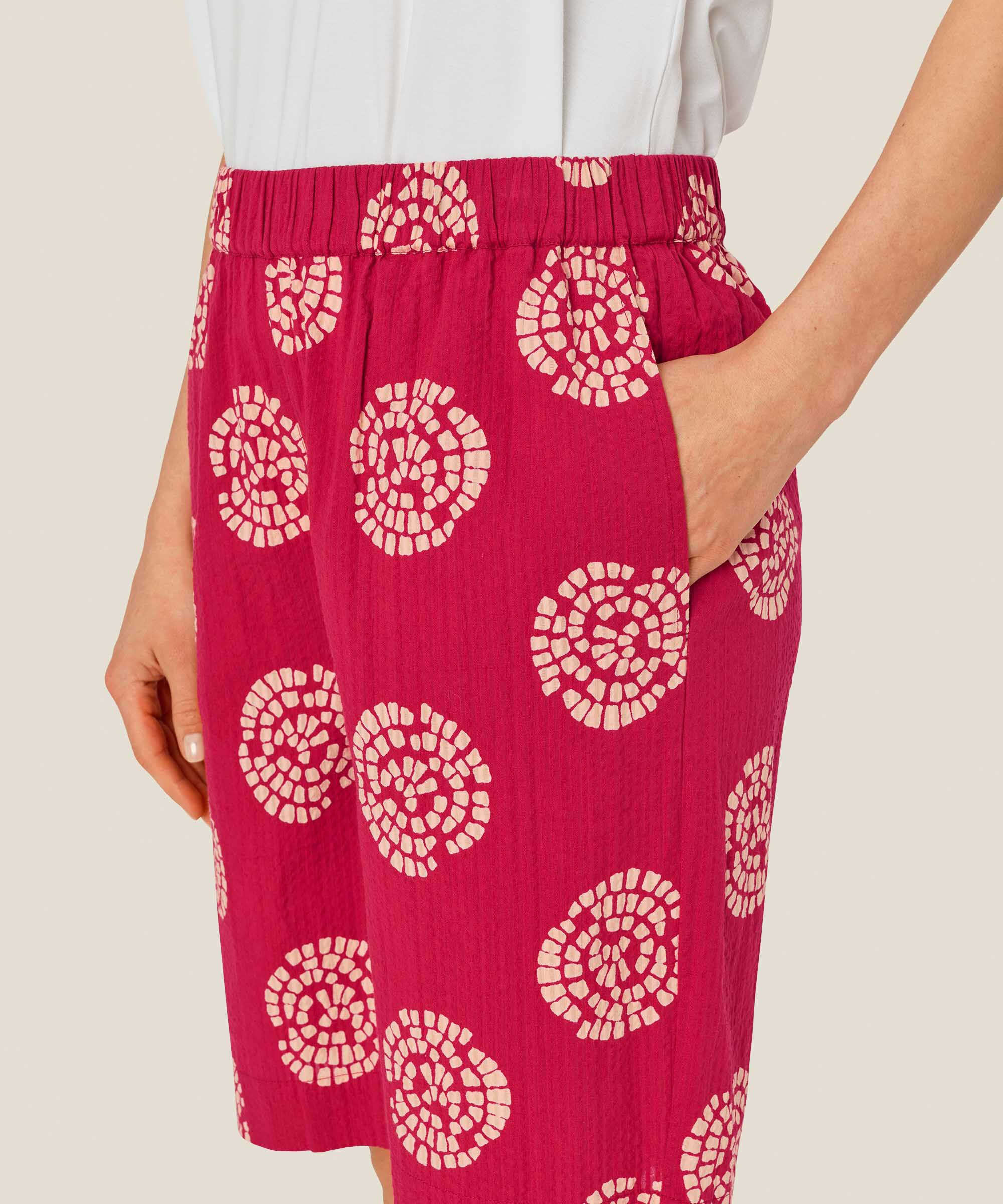 short en coton imprimé avec taille élastique, Persian Red