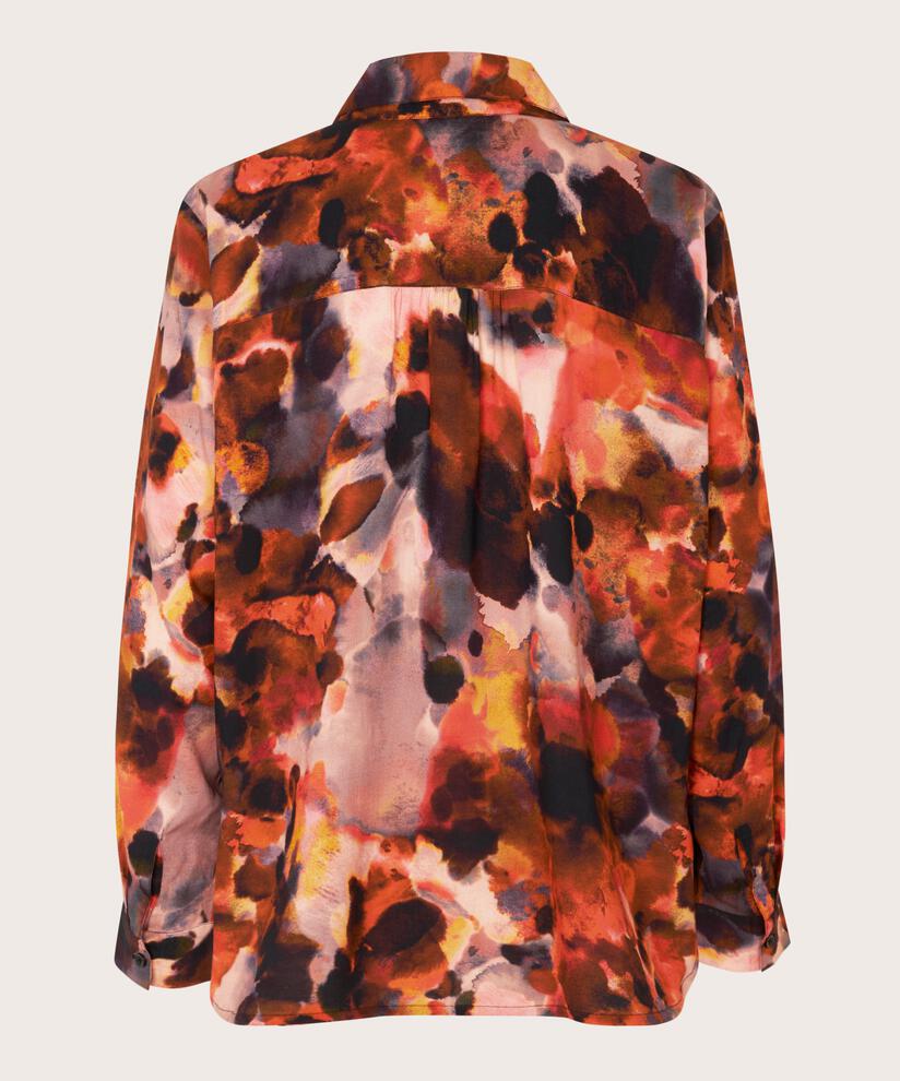 Chemise boutonnée en viscose, Spicy Orange