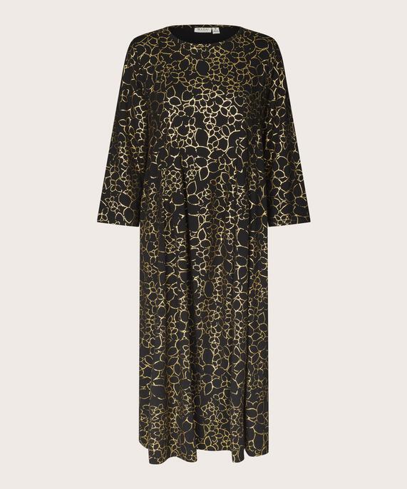 Robe En Jersey Imprimé Avec Plis Devant, Gold