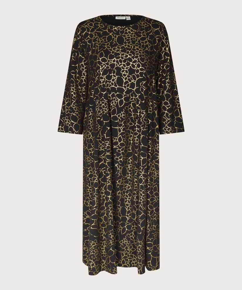 Robe En Jersey Imprimé Avec Plis Devant, Gold