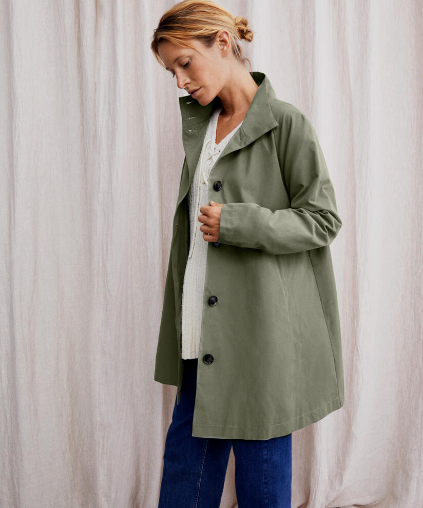manteau avec boutons et col montant, Vetiver