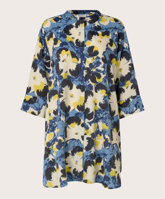 Chemise En Viscose Imprimée Avec Fente Latérale, Proven Blue