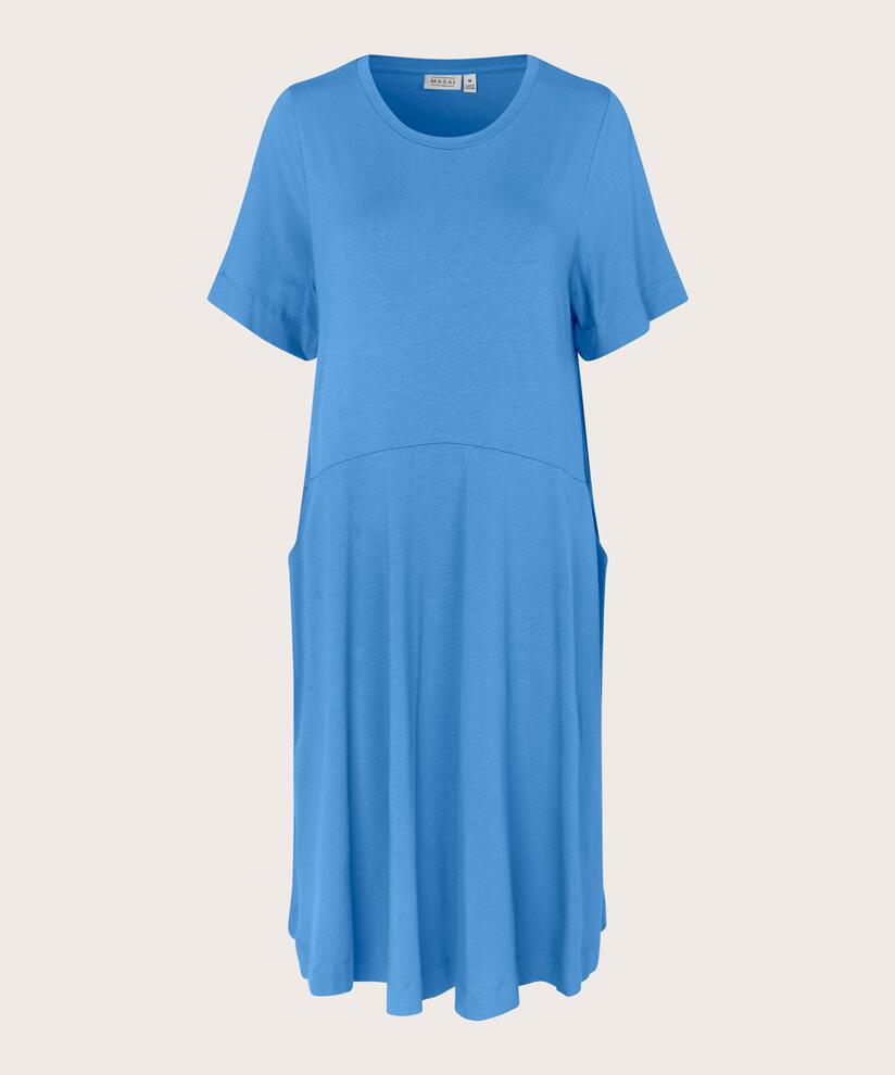 robe en jersey à col rond et poches fendues, Marina