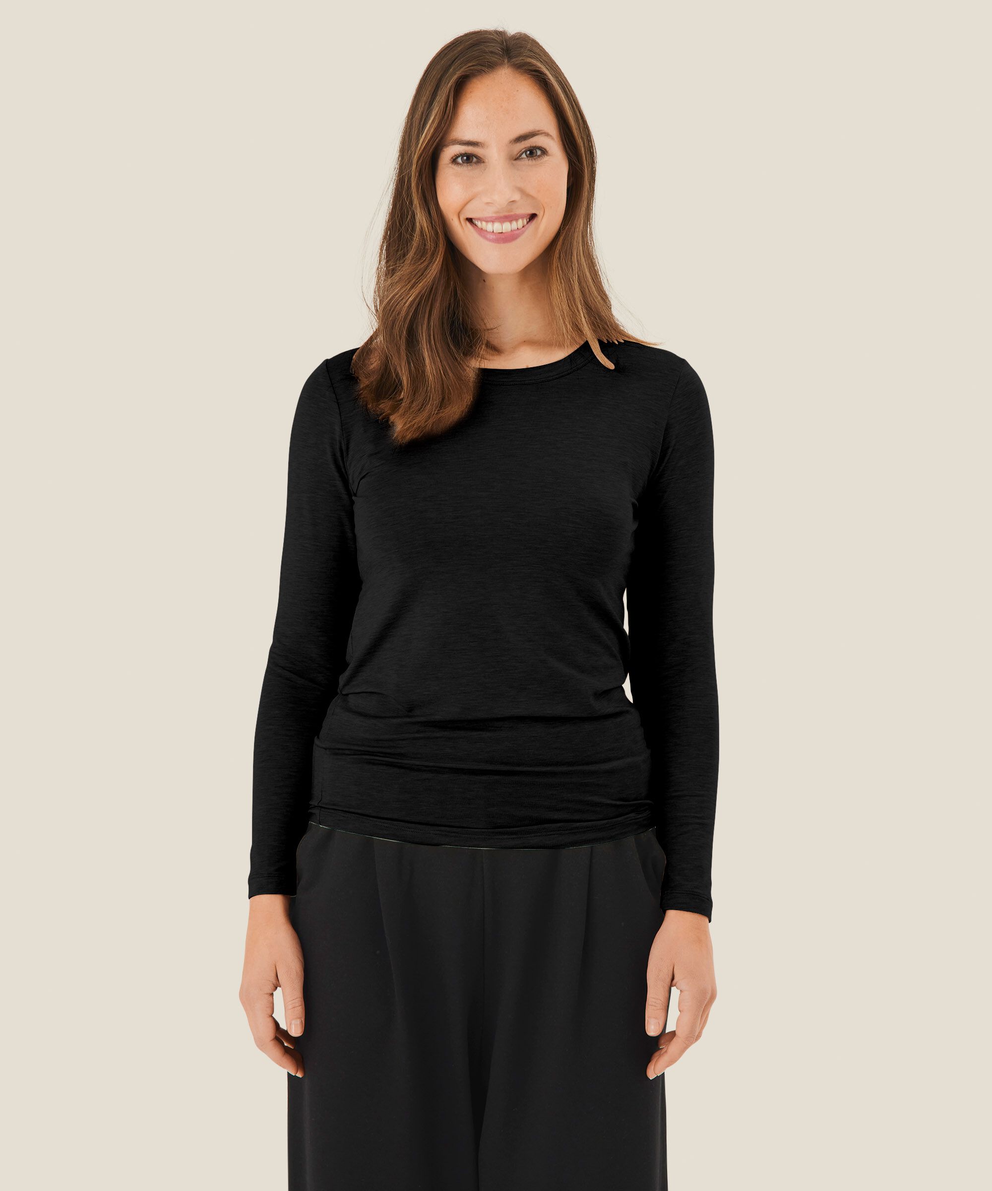 Top En Jersey À Col Rond, Black