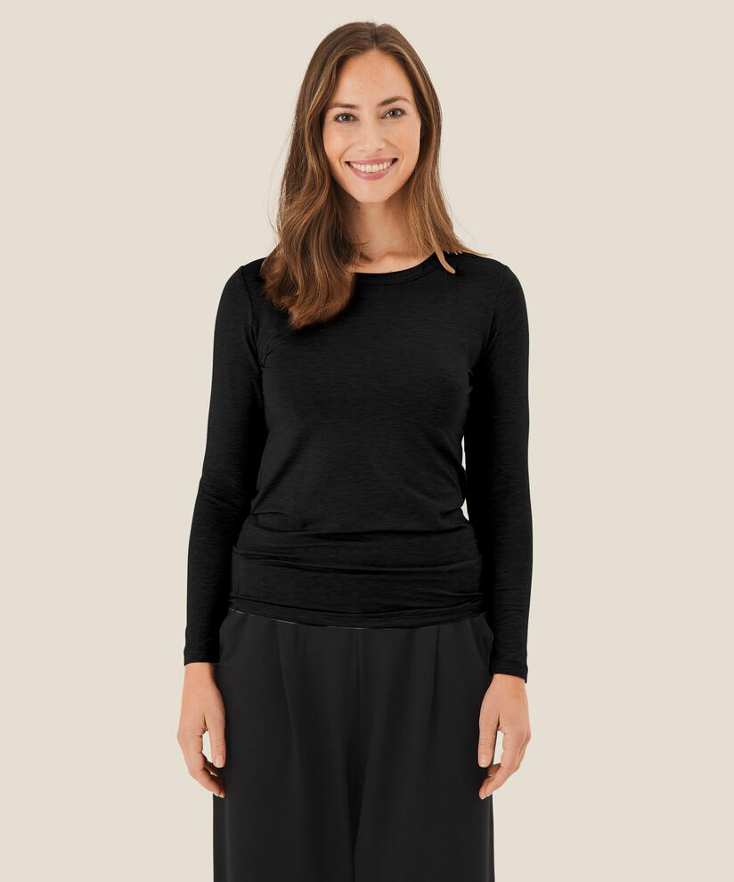 Top En Jersey À Col Rond, Black