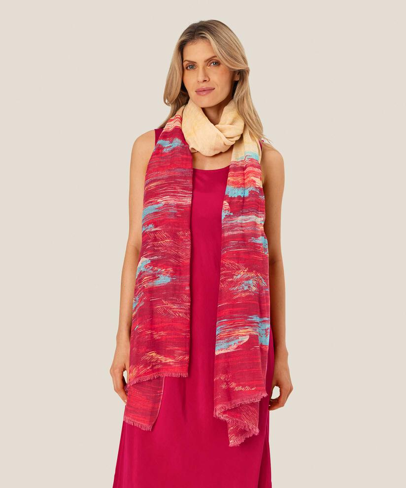 écharpe en mélange de lin à motifs, Persian Red