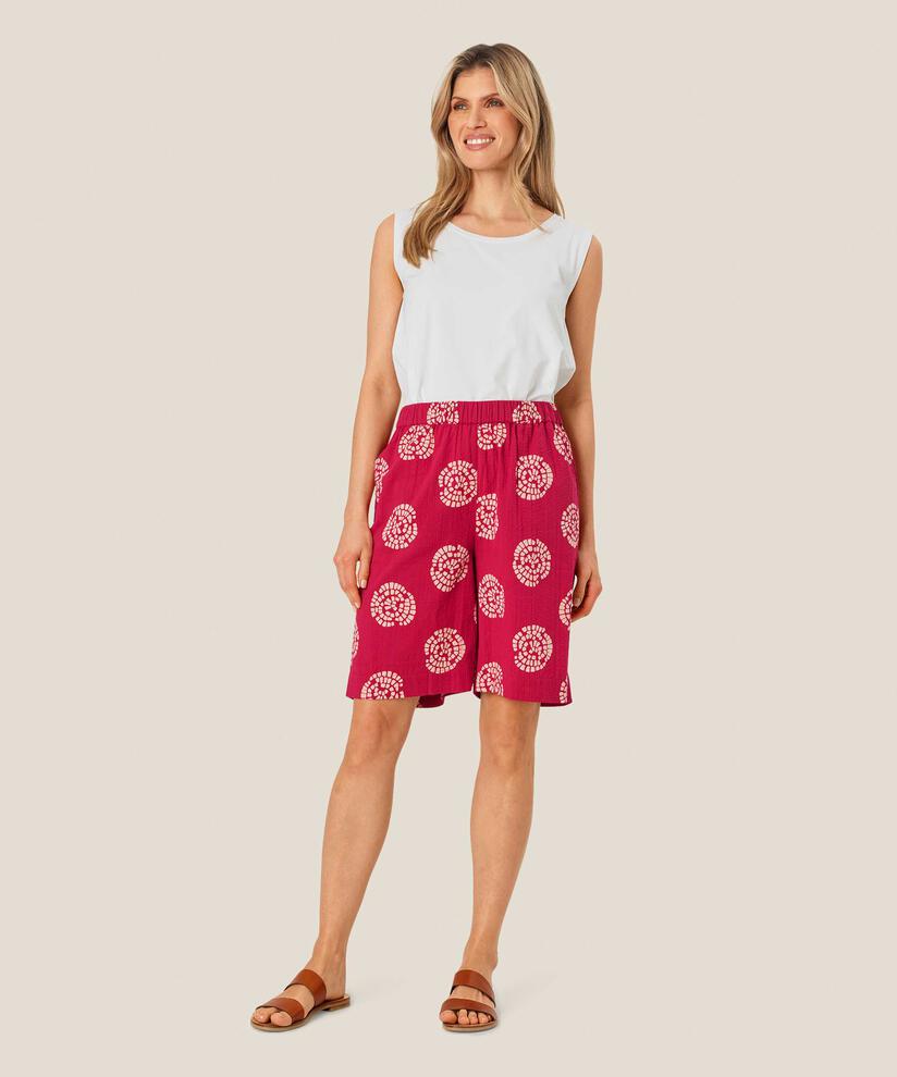 short en coton imprimé avec taille élastique, Persian Red