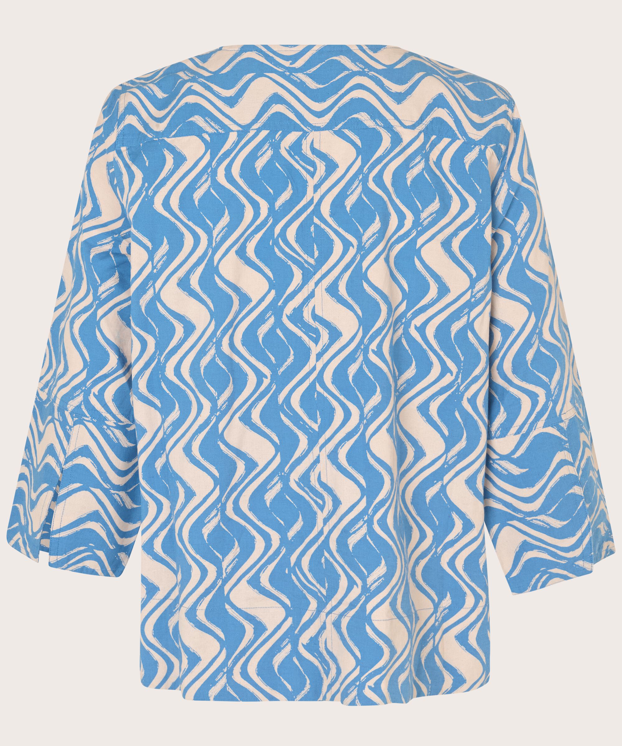 chemisier en coton mélangé à manches 3/4, Blue Bonnet