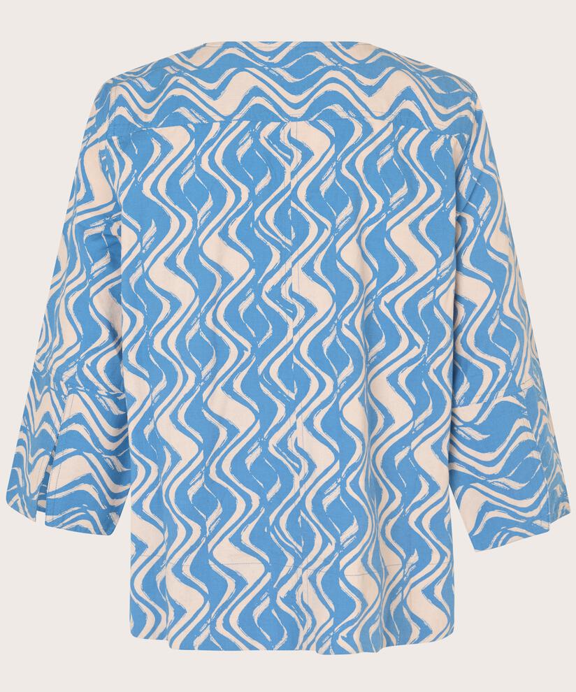 chemisier en coton mélangé à manches 3/4, Blue Bonnet