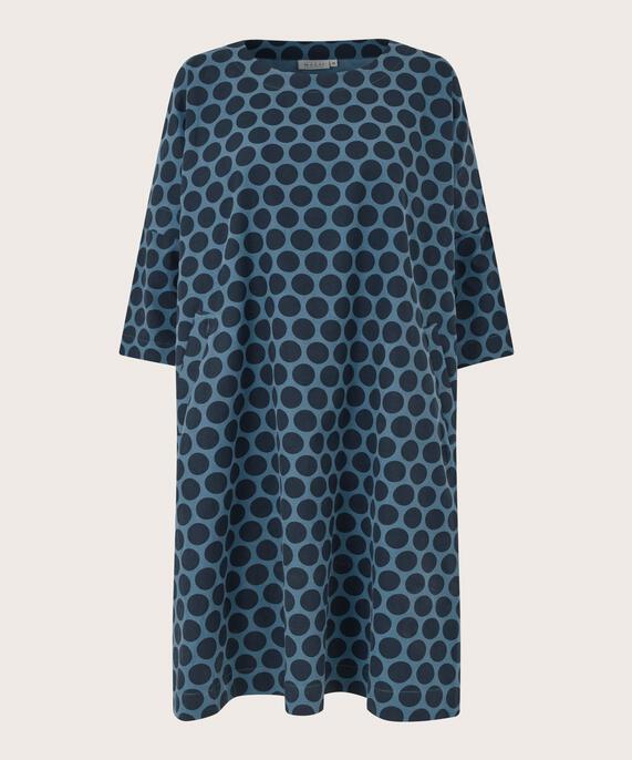 robe en velours à pois et manches 3/4, Navy Blazer