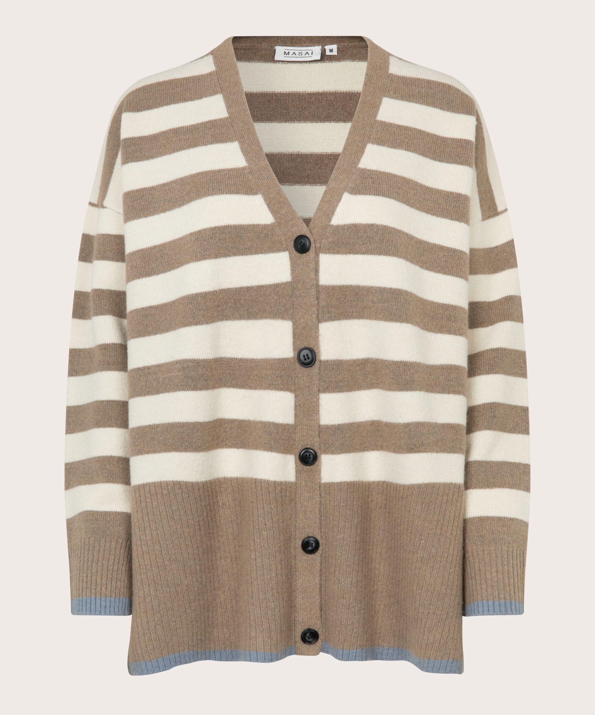 cardigan rayé avec détails côtelés, Mink/ash/whc