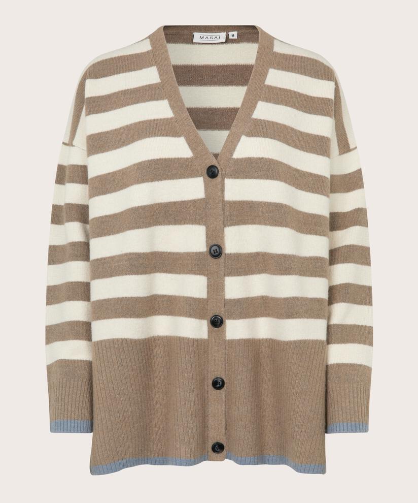 cardigan rayé avec détails côtelés, Mink/ash/whc