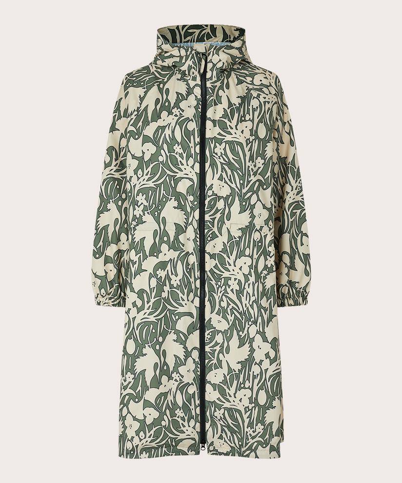 imperméable imprimé avec capuche et fermeture éclair à double curseur, D. Lichen Green