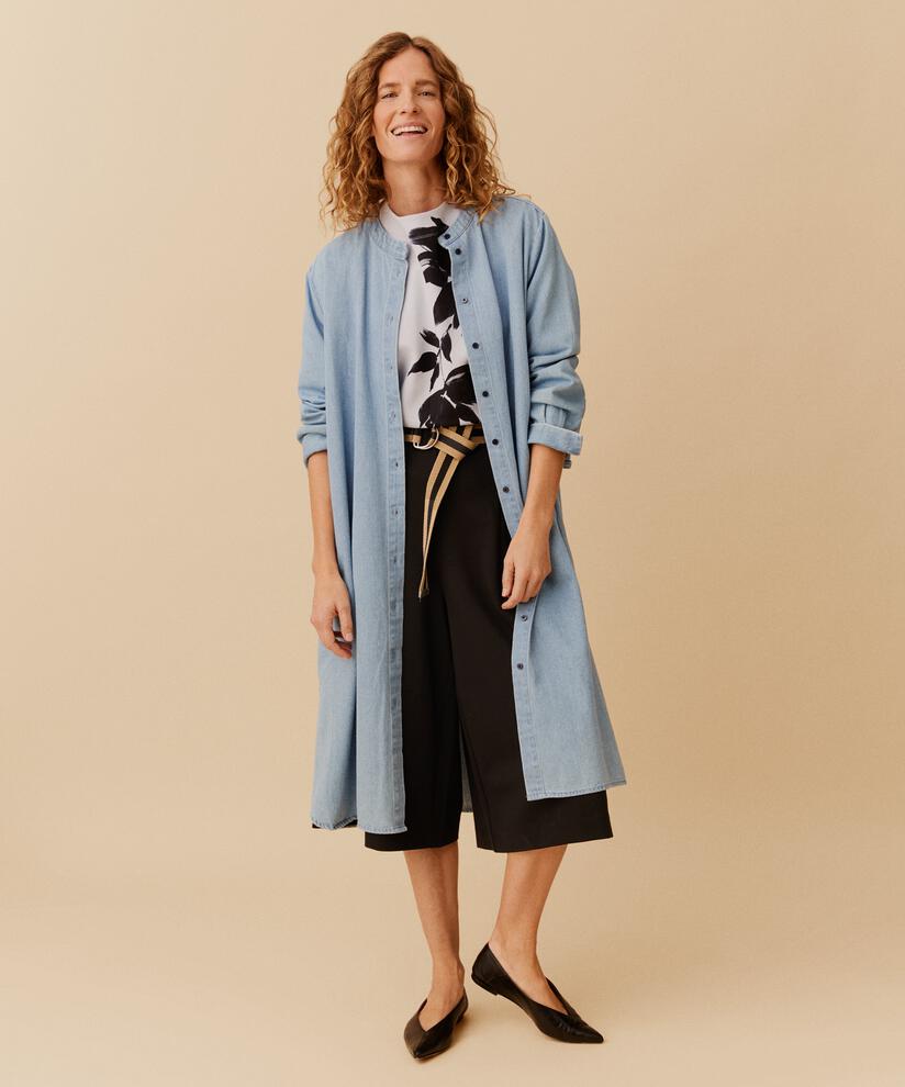 robe en jean boutonnée à manches longues, Light Denim