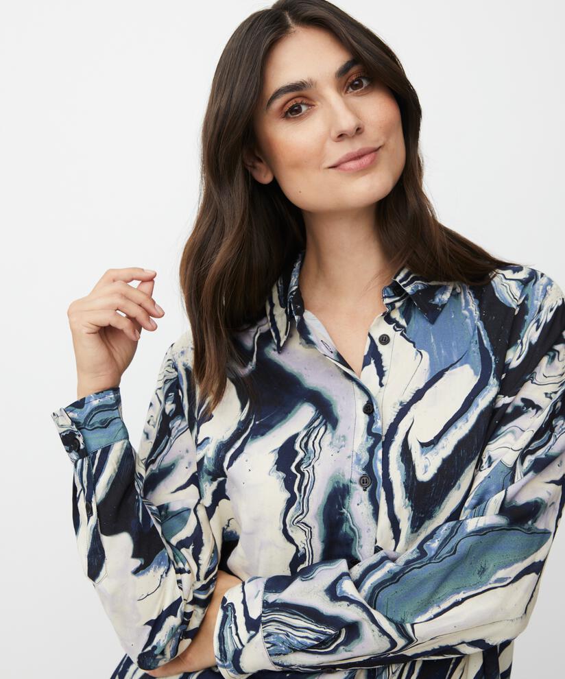 chemise en viscose à manches longues et dos plus long, Wisteria