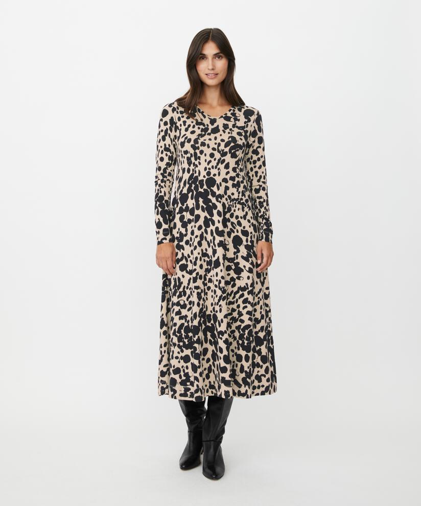 robe en jersey imprimé à manches longues, Oxford Tan