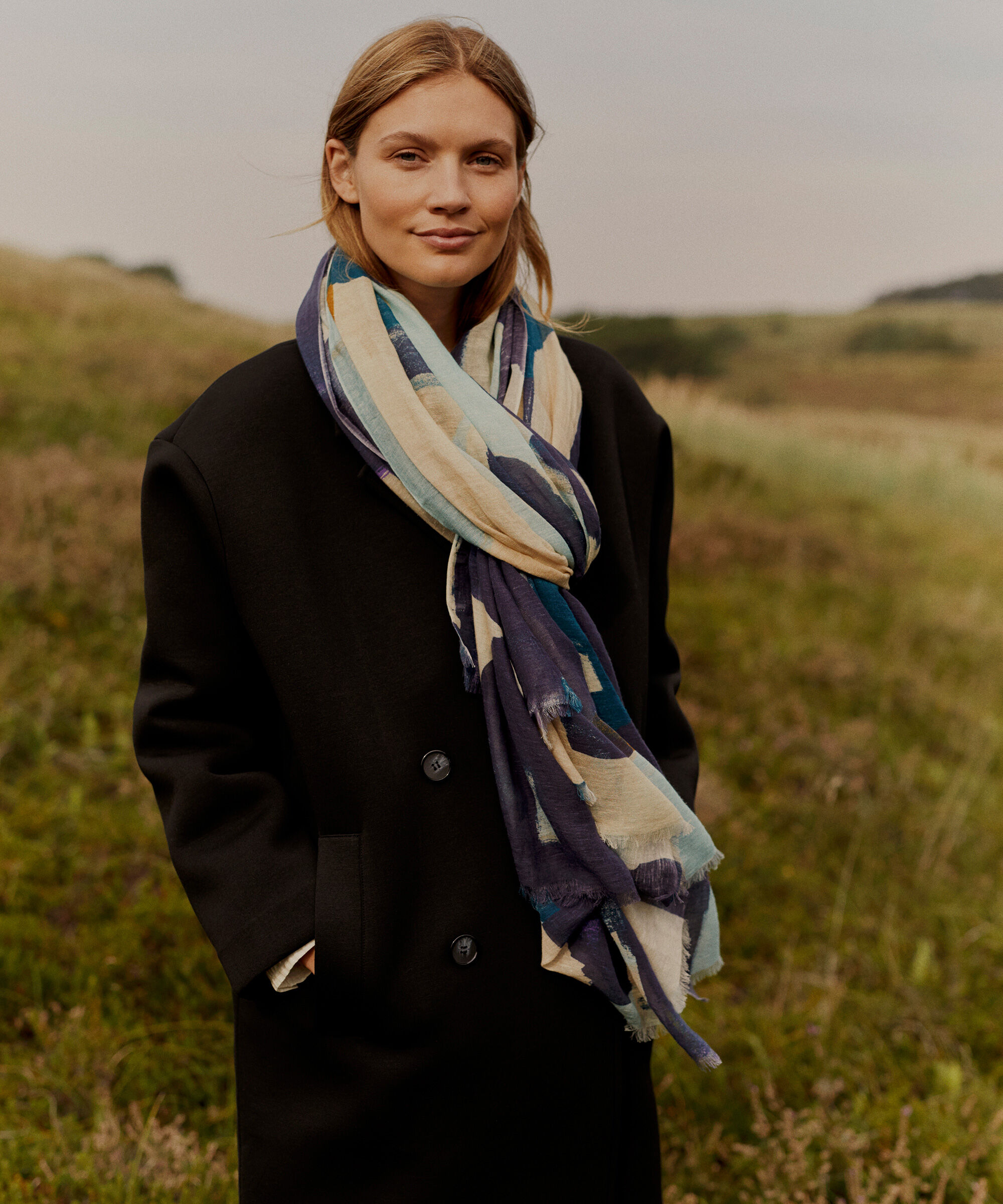 &eacute;charpe &agrave; motif en m&eacute;lange de coton, Dijon