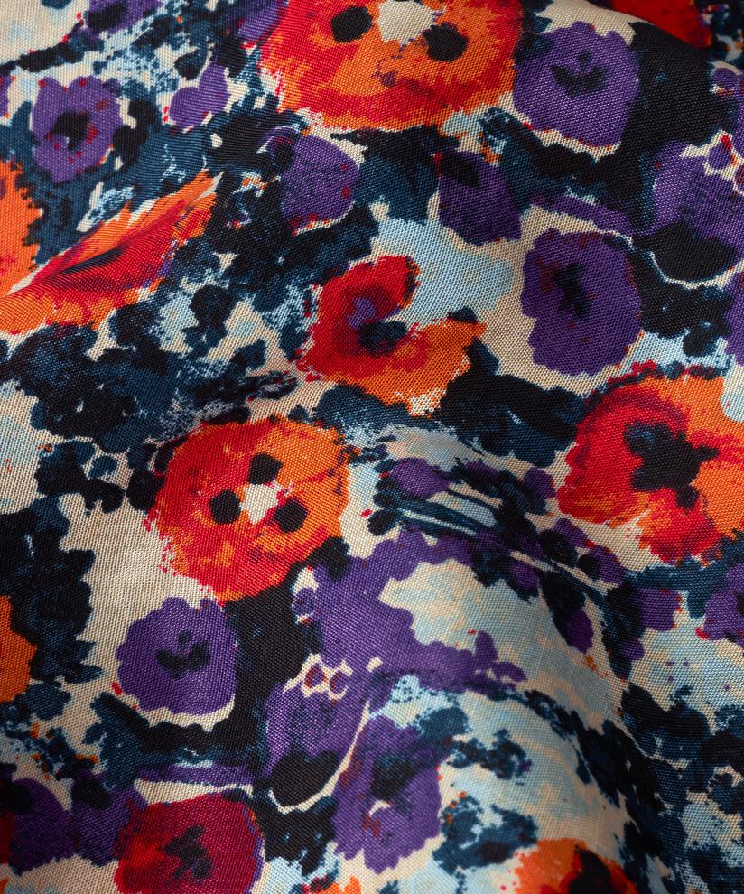 robe en viscose imprimée à col v, Meadow Violet