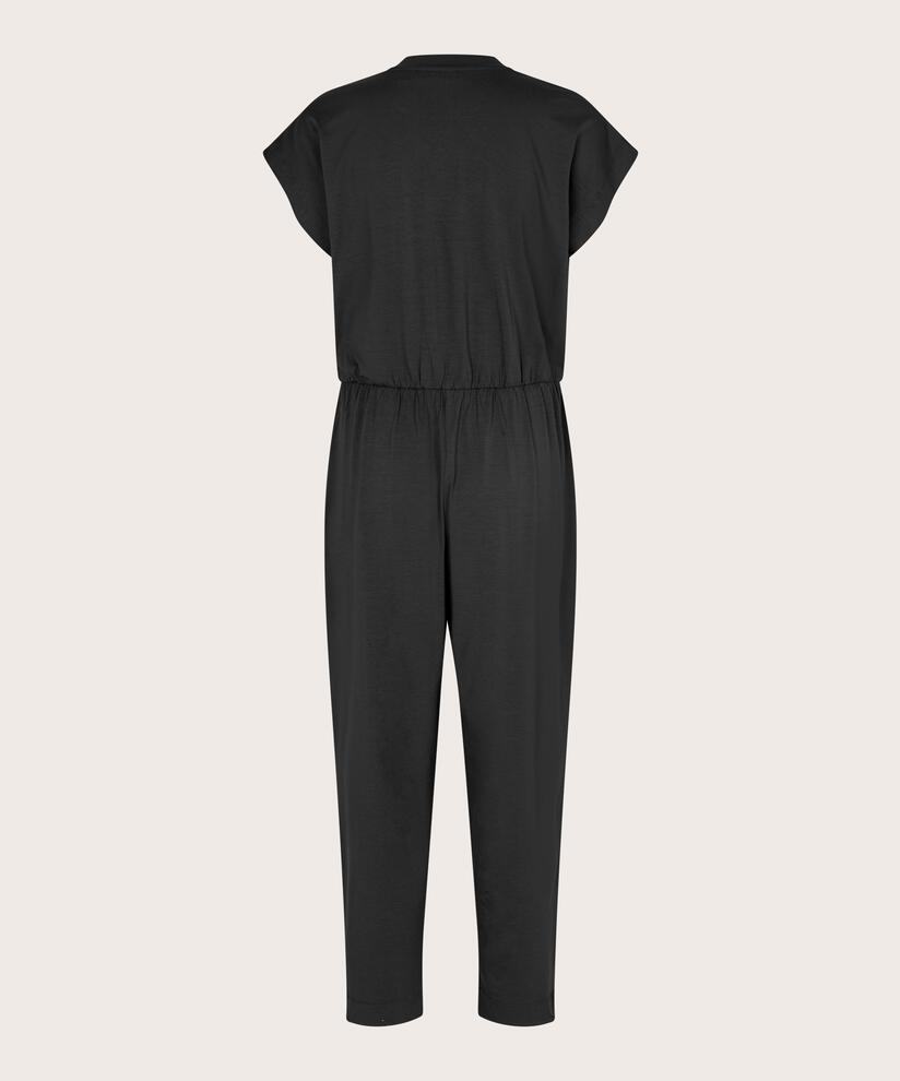 combinaison en jersey avec col en V et boutons, Black