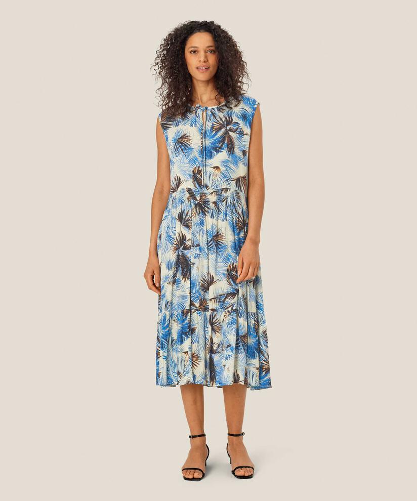 robe en jersey imprimé avec liens au cou, Della Blue