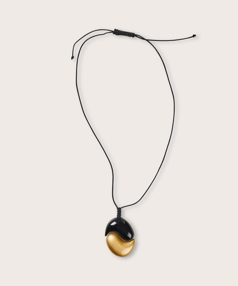 collier à longueur réglable et pendentif noir et doré, Gold