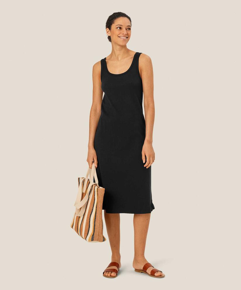 robe à bretelles en jersey doux avec un décolleté profond, Black