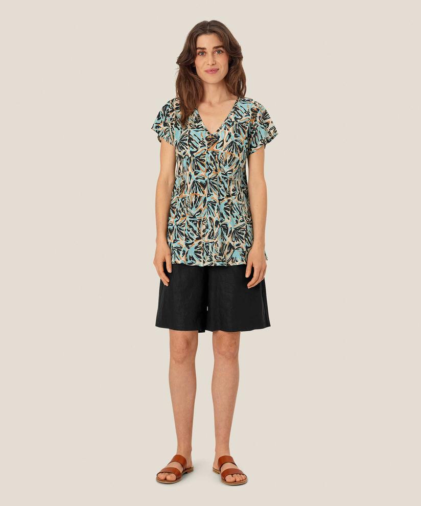 Top En Viscose Imprimé À Col V, Aqua