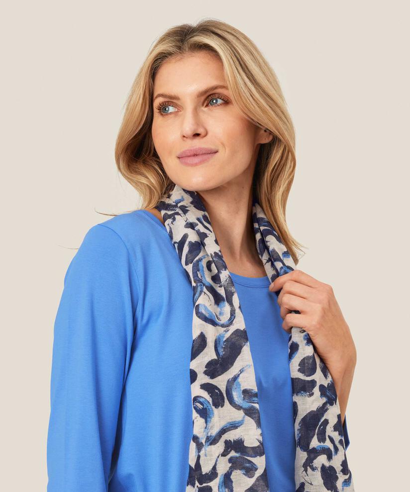 écharpe imprimée en mélange de coton, Ultramarine