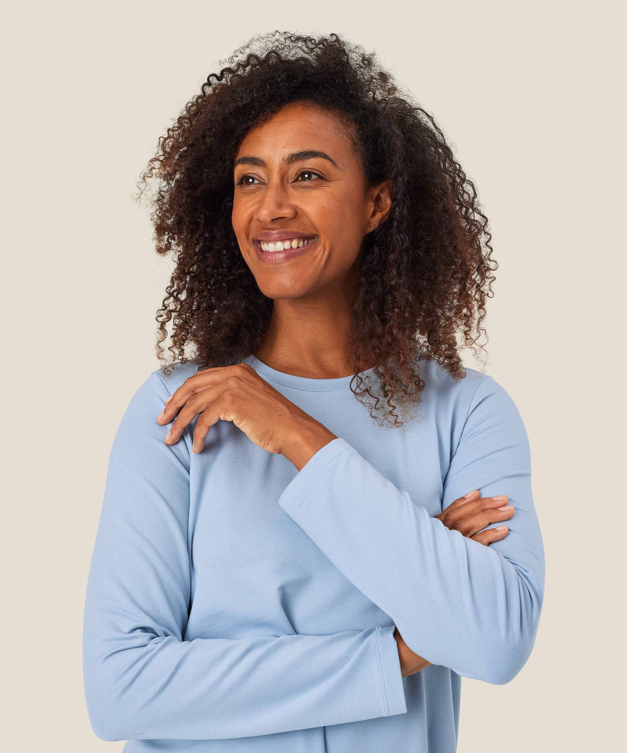 top en jersey avec plis dans le dos, Blue Fog
