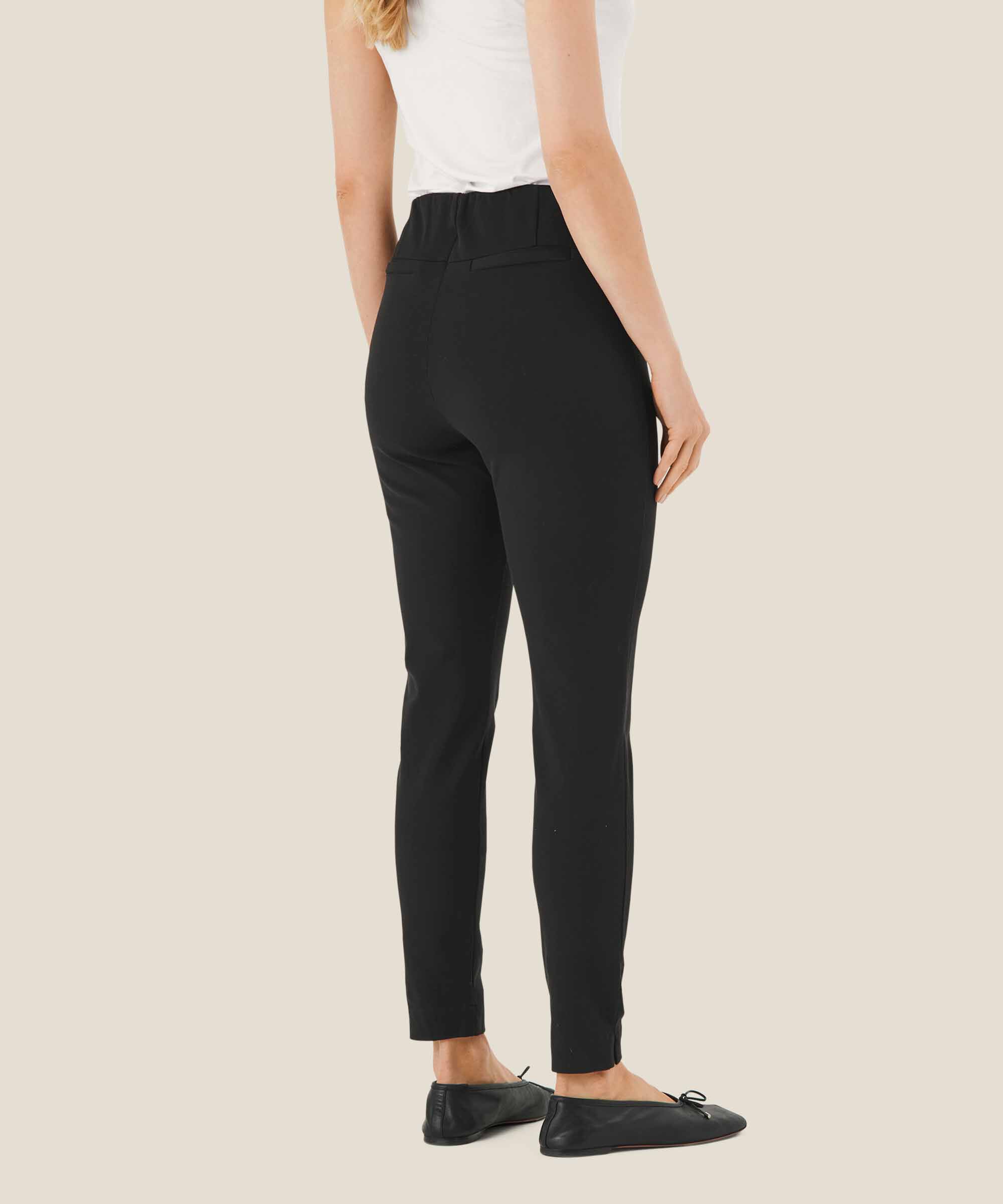 pantalon près du corps en coton stretch et taille élastique, Black