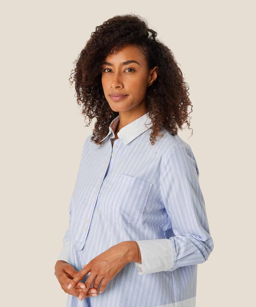 tunique en coton avec col chemise et boutons, Blue Fog