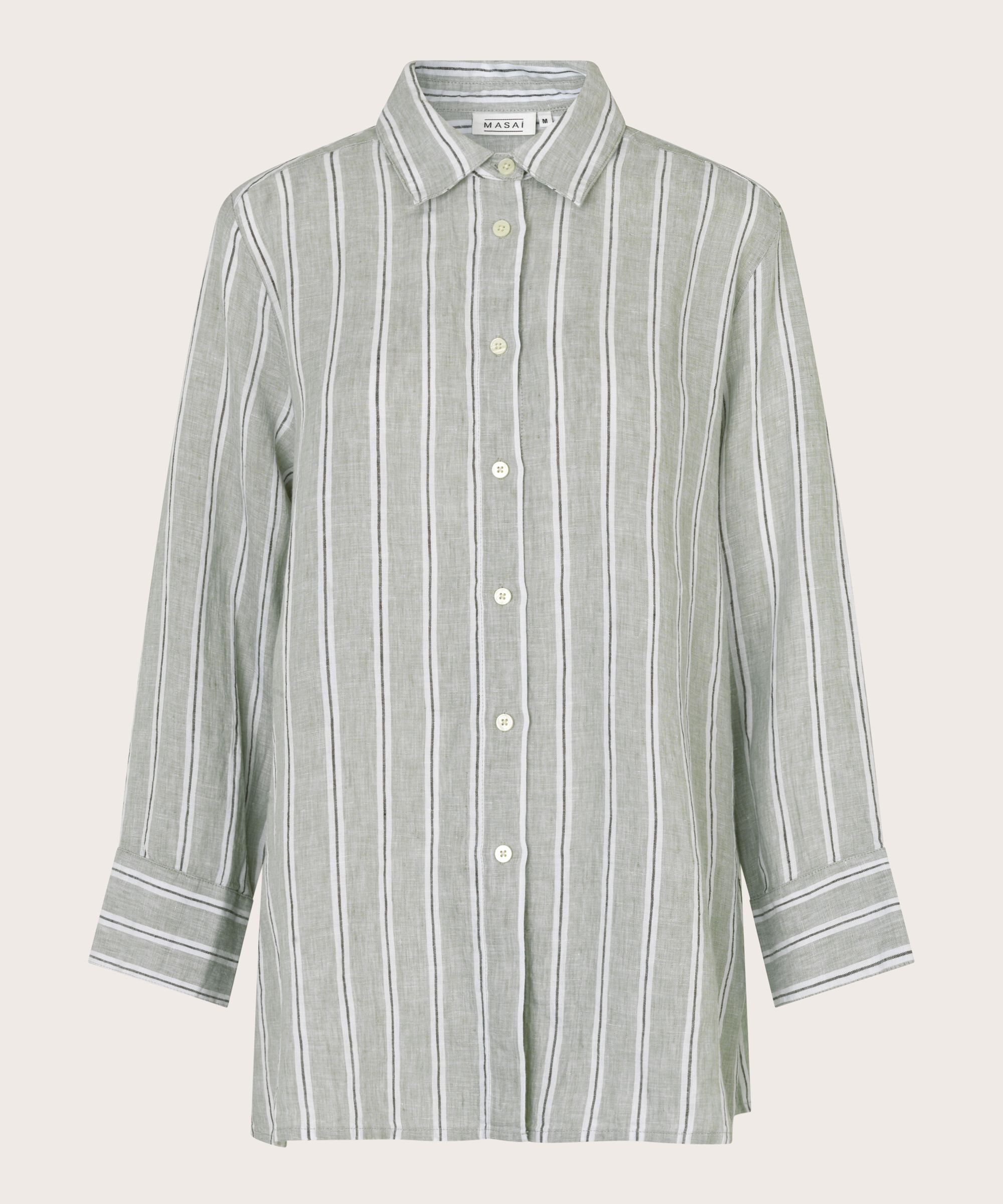 chemise en lin rayé avec fente latérale, Bog