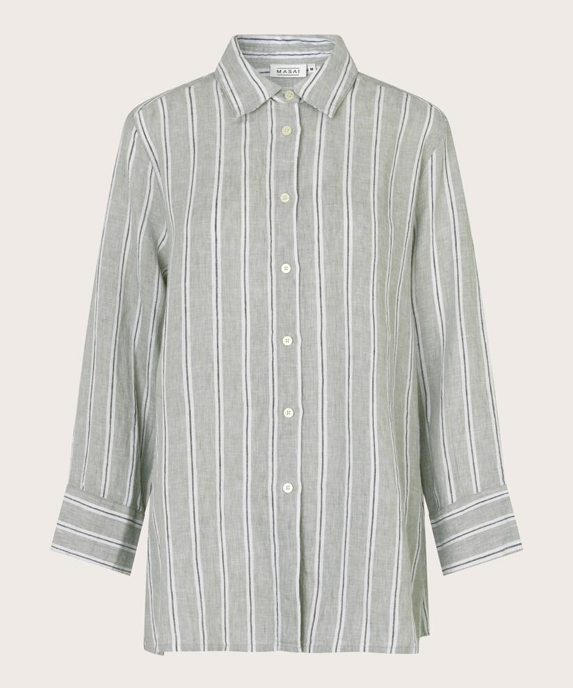 chemise en lin rayé avec fente latérale, Bog