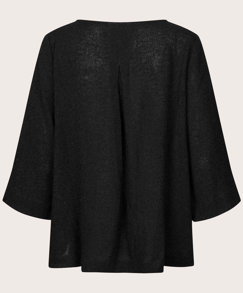 blouse bouclée à manches 3/4, Black
