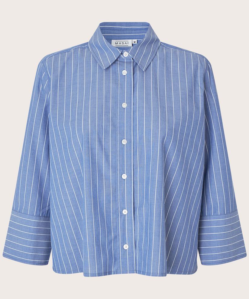 chemise en coton rayé à manches trois-quarts, Sargasso Sea