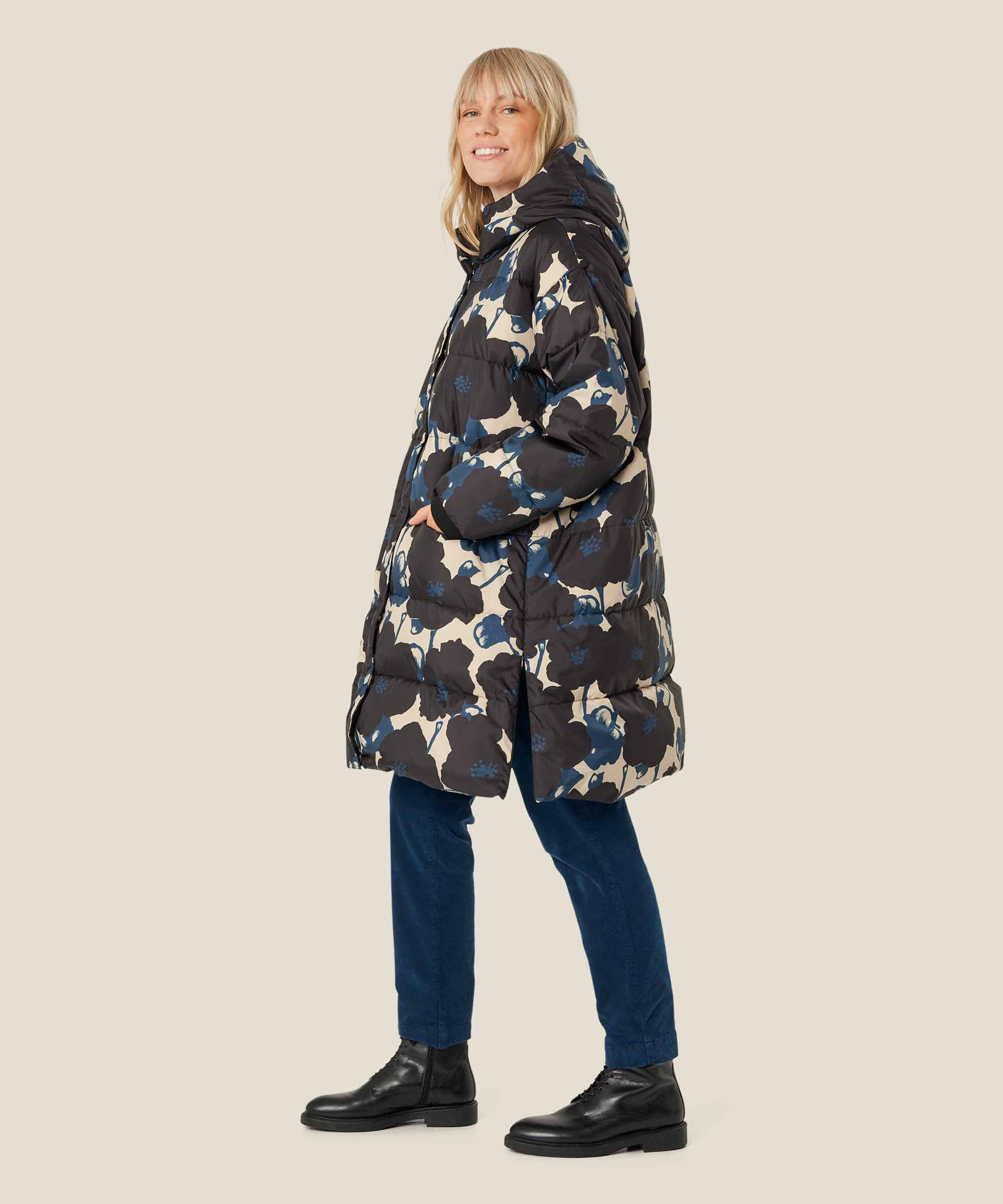 manteau en duvet à fleurs avec capuche, Moonlit Ocean