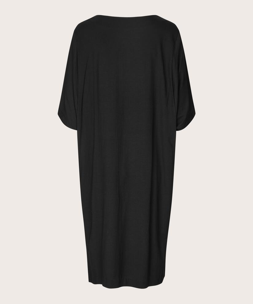 robe en jersey à manches 1/2 et large encolure, Black