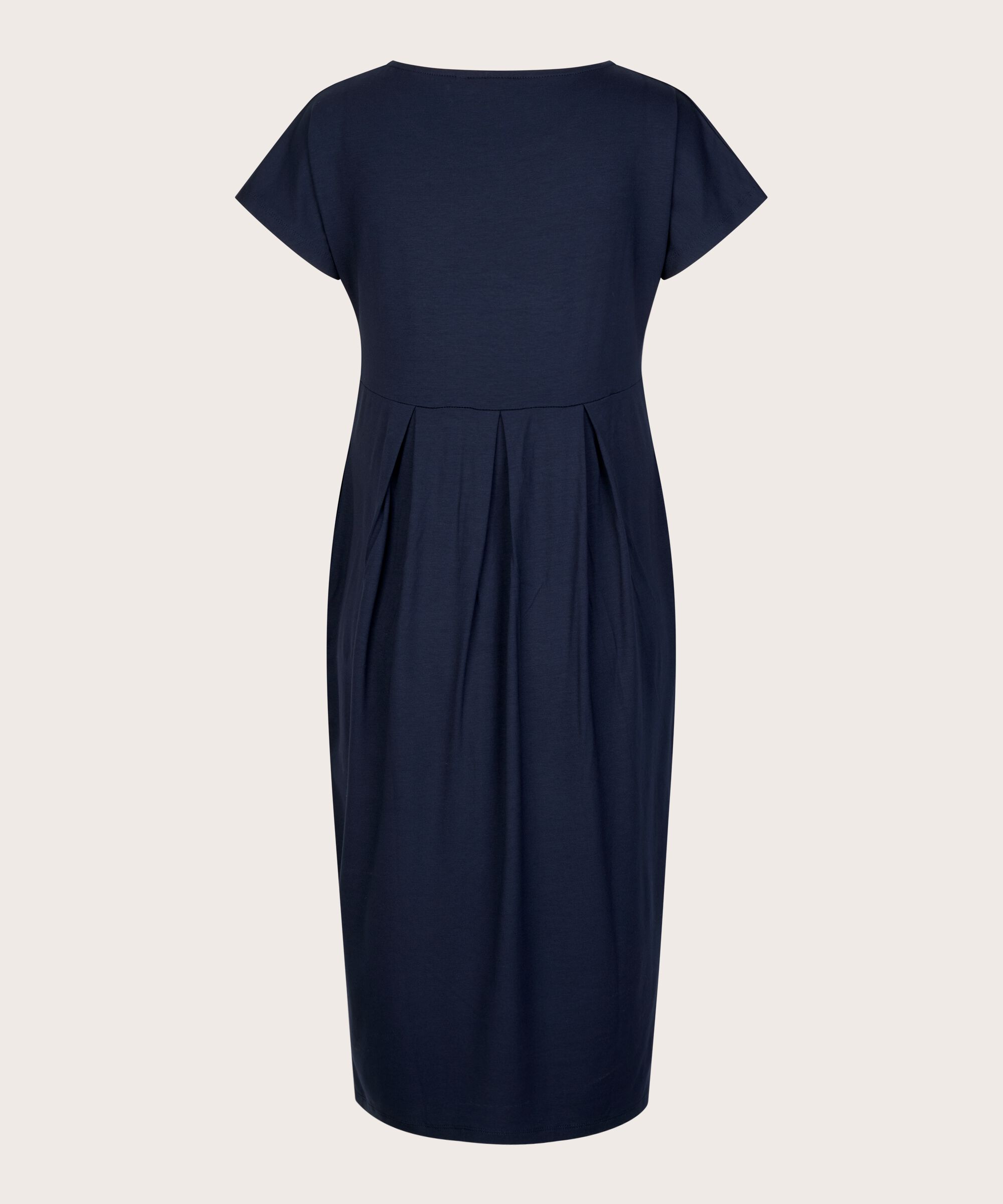 robe tulipe à manches courtes et col rond, Navy