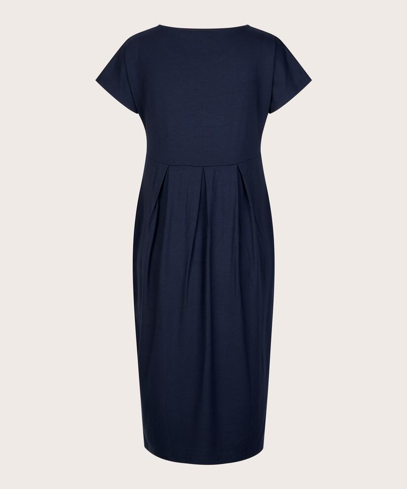robe tulipe à manches courtes et col rond, Navy