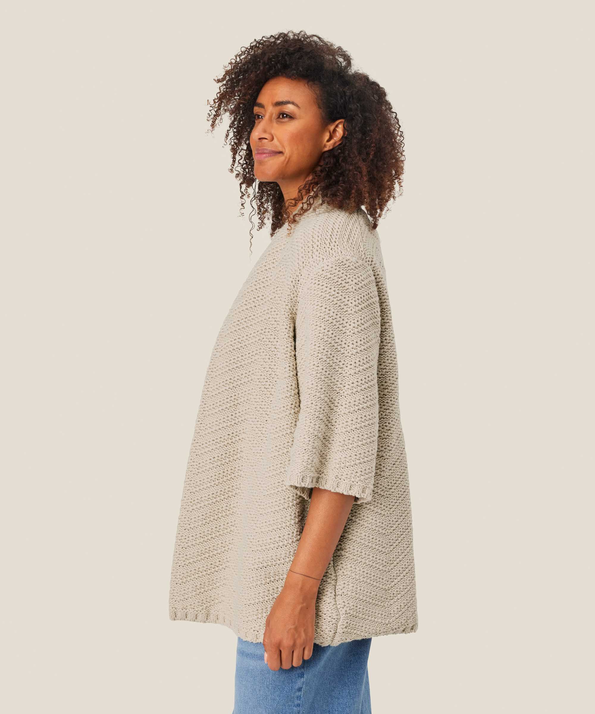 cardigan ouvert en mélange de coton, Whitecap