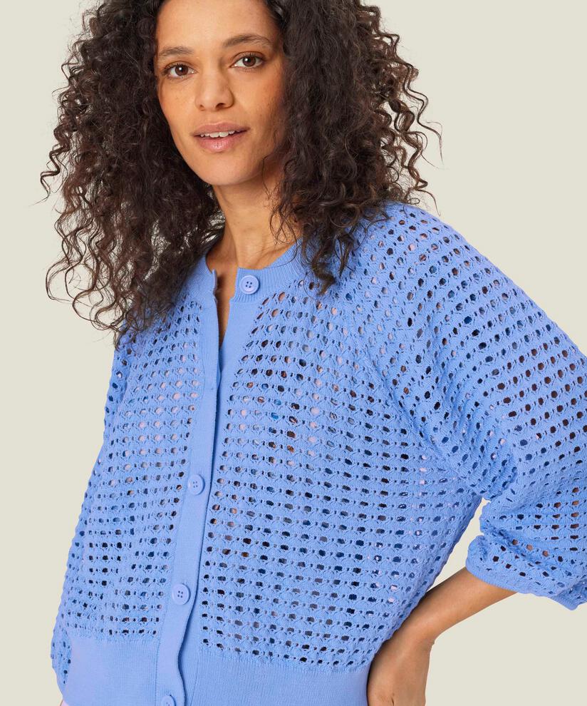 cardigan à trous avec manches 3/4, Della Blue