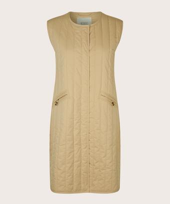 gilet matelassé à col rond, Pale Khaki