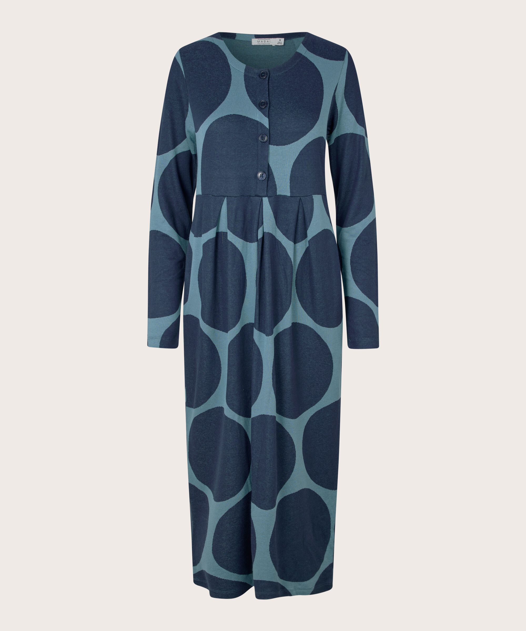 Robe Tulipe En Jersey Col Rond Avec Boutons, Proven Blue