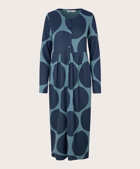 Robe Tulipe En Jersey Col Rond Avec Boutons, Proven Blue