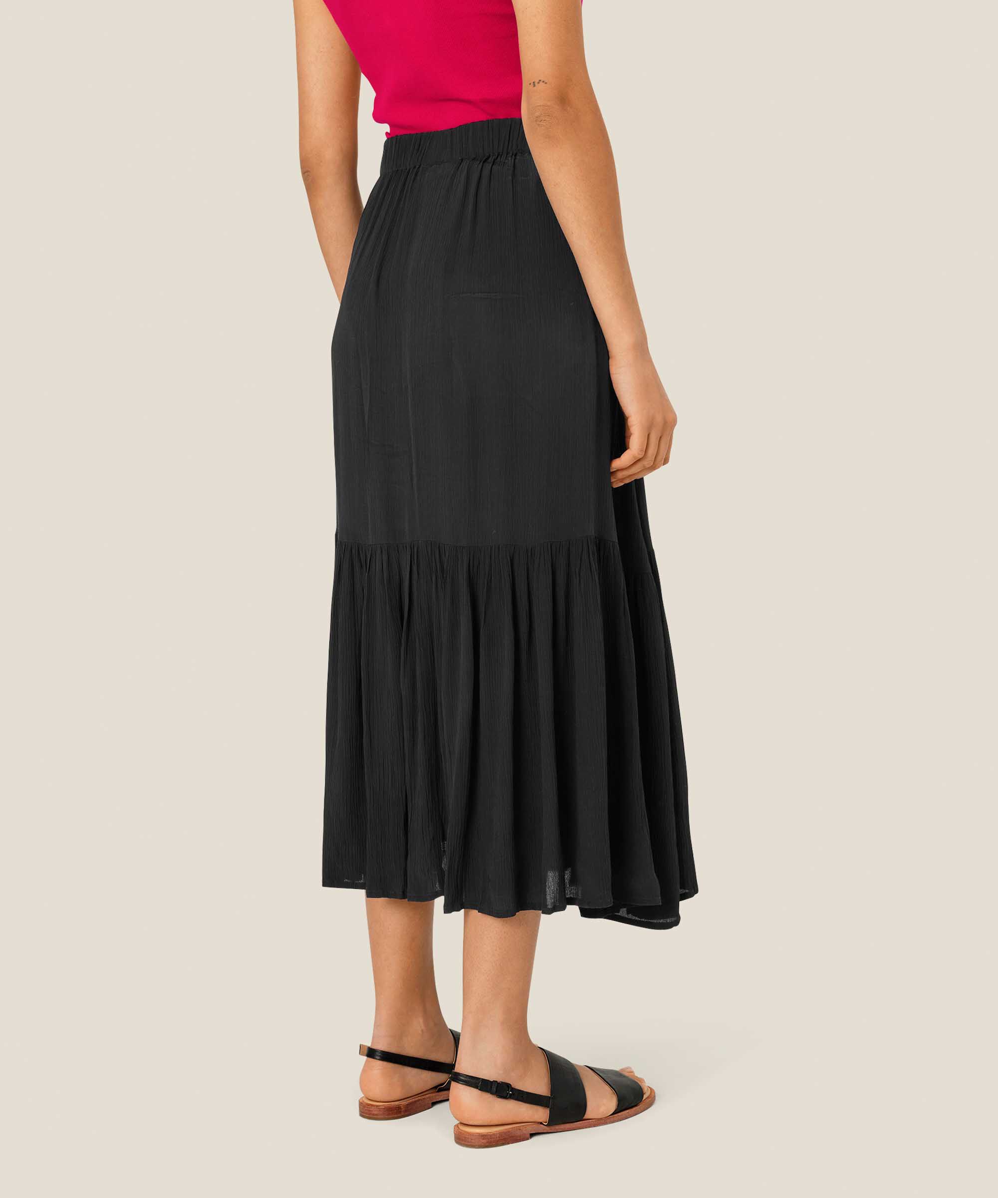 jupe en viscose avec taille élastique, Black