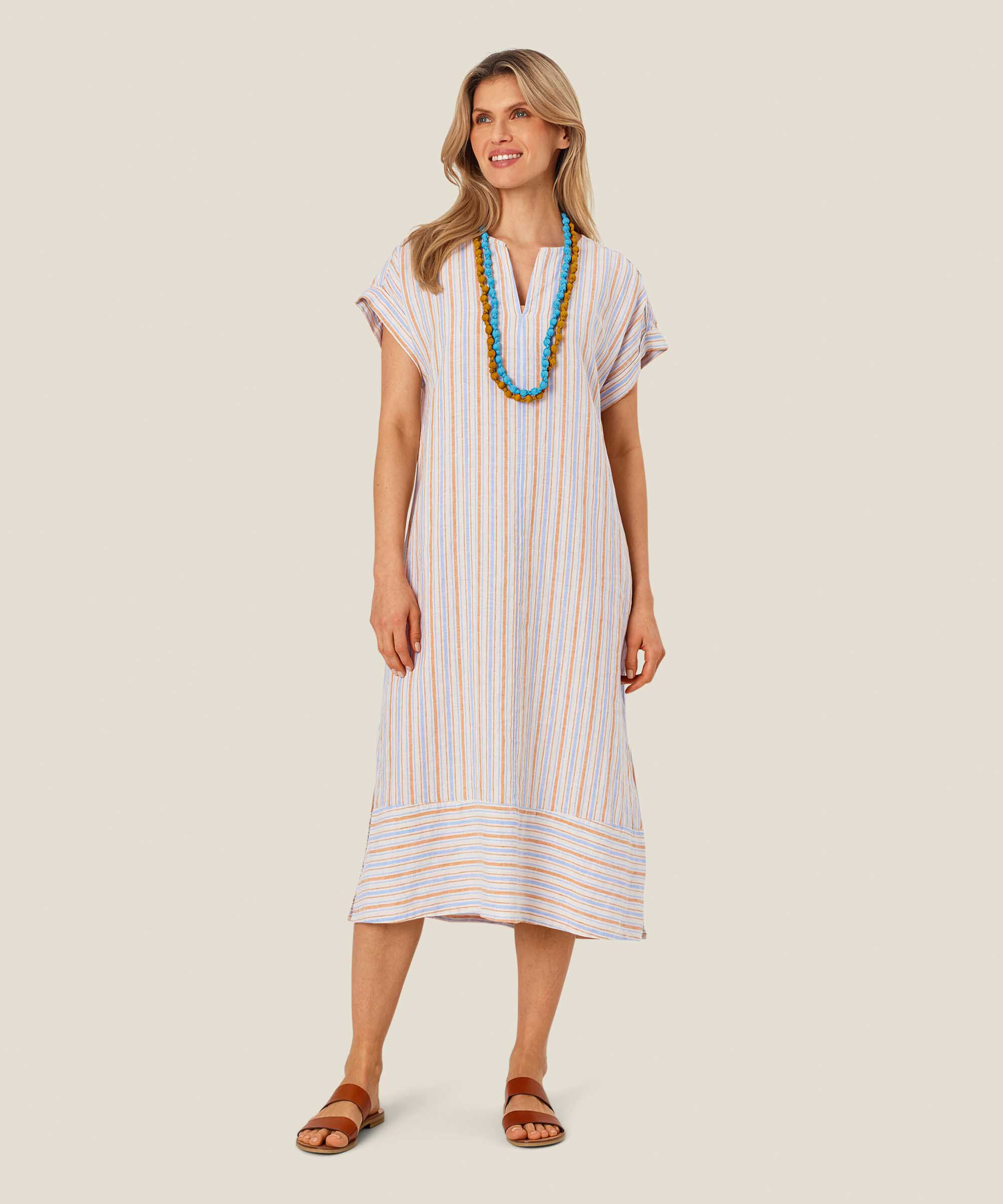 collier avec perles recouvertes de tissu, Aqua