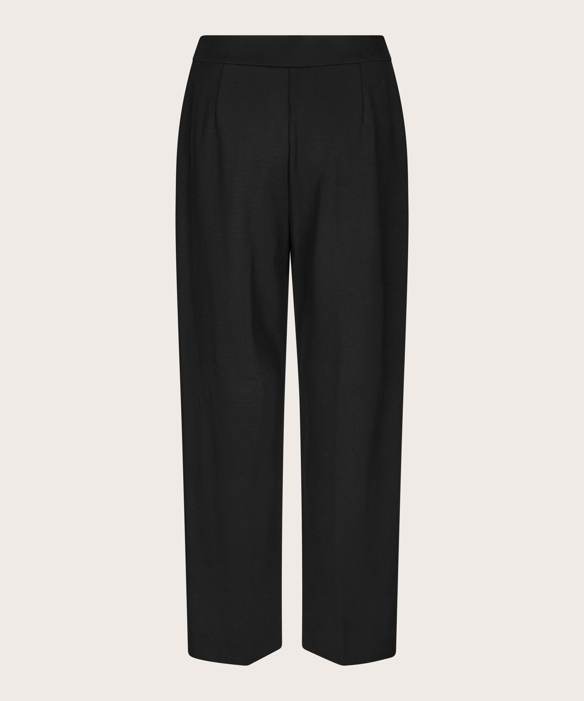 Pantalon En Jersey Avec Plis Cousus, Black