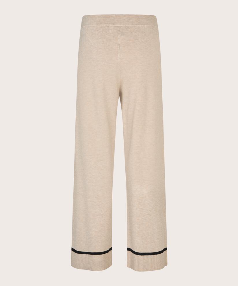 pantalon en maille fine à rayures contrastées, L beige mel