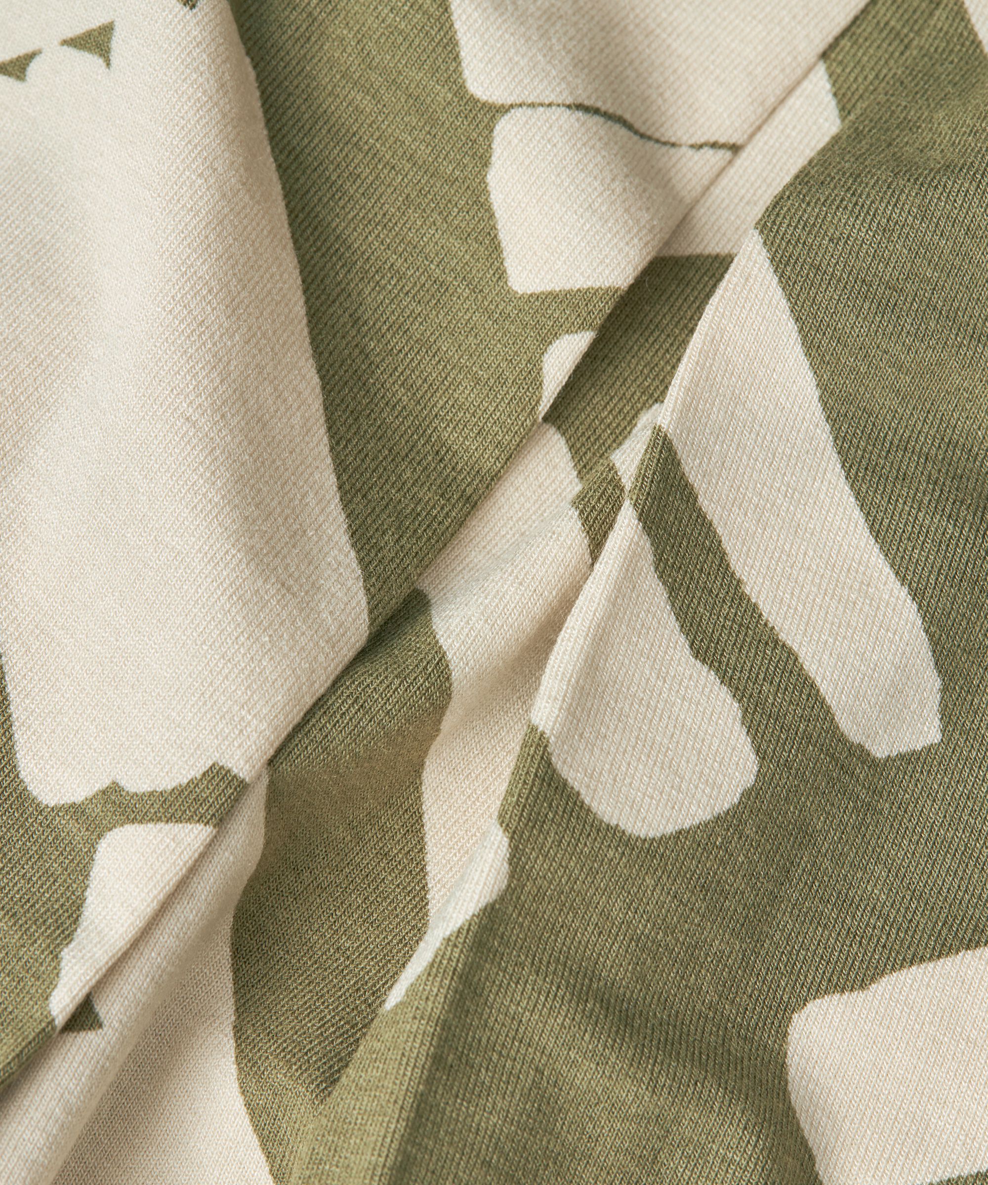 t-shirt imprimé à col en V, Dusky Green