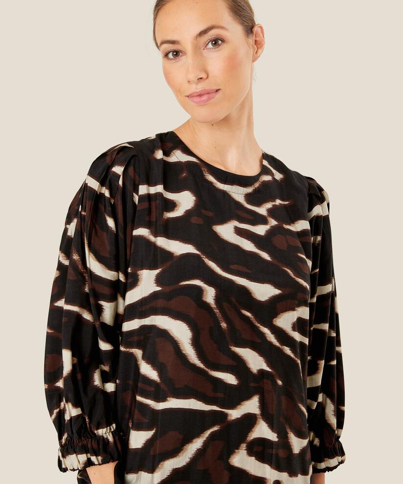 Blouse En Viscose À Col Rond, Coffee Bean